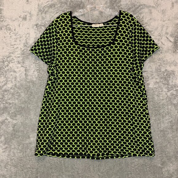 Vtg Cato Women 80s 90s Wacky Popcorn Neon Polka Dot Stretchy Knit Top 18 Plus - Picture 1 of 9
